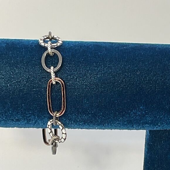 Brighton Open Link Silver, gunmetal and Copper colored Chain Link Bracelet - Picture 1 of 5